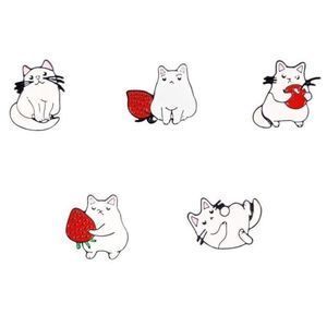 White Cat- Fat Cat -Lazy Cat- Metal Enamel Jacket Lapel Backpack Pins Badges Set